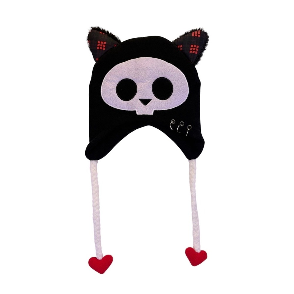 Skelanimals Kit Tassel Beanie Mall Goth Pierced Tassel Hat Black Hot Topic Alt